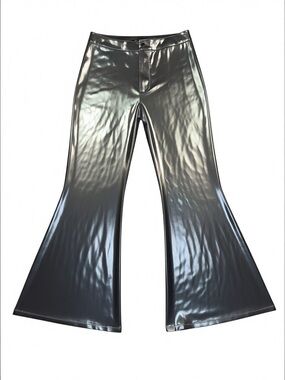 Finesse Medium Metallic Blue Silver Flared High-Rise Pants Festival Costume
